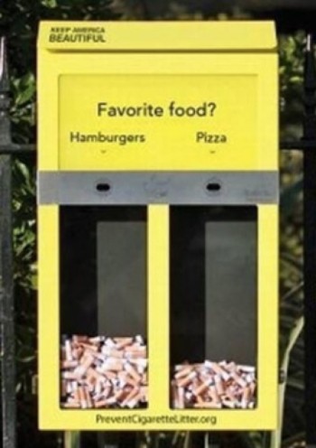 Direct nudge action with a survey ashtray